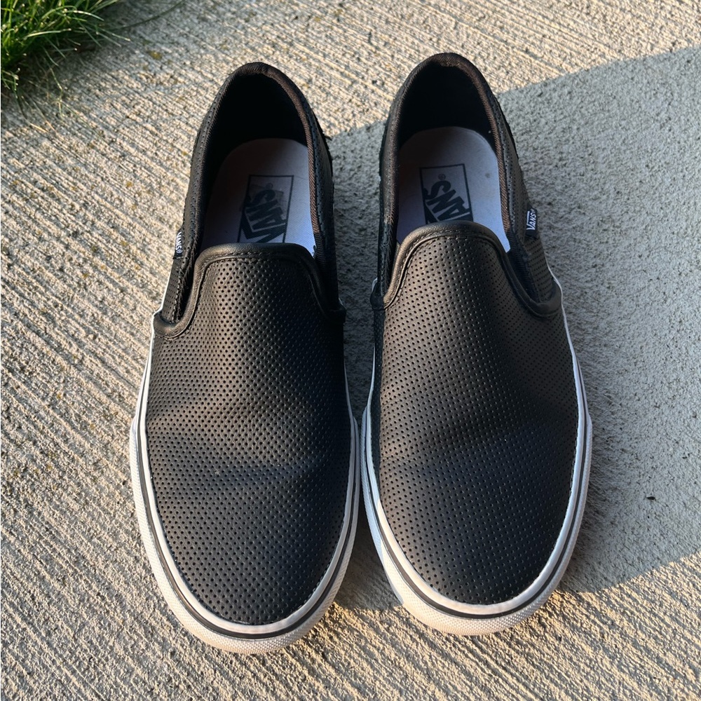 Black Leather Slip-on Vans